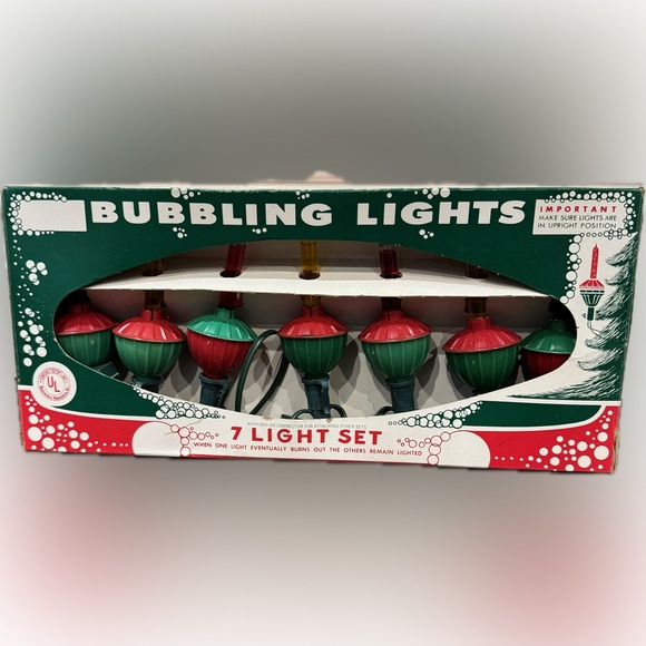 Set of 2 Vintage 60s Christmas Bubbling Lights by ACLA 7 Bubble Lite Set - Picture 2 of 5